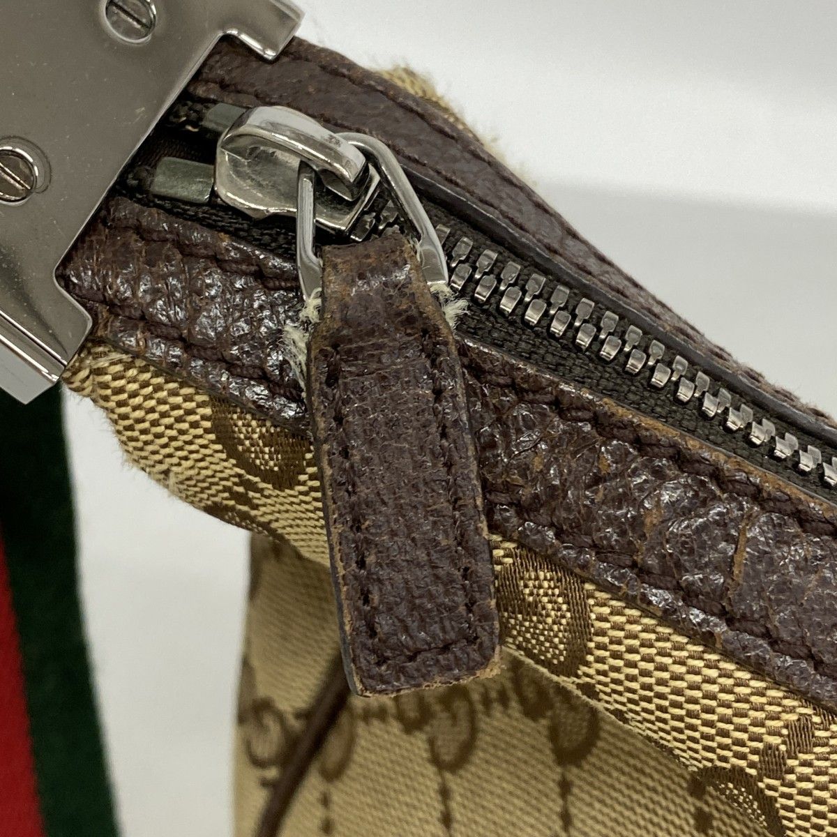 Gucci Shoulder Bag GG Canvas Sherry Line Brown Silver — view 8