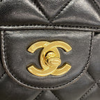 Chanel Shoulder Bag Deca Quilted Face Lambskin Black Gold — view 9
