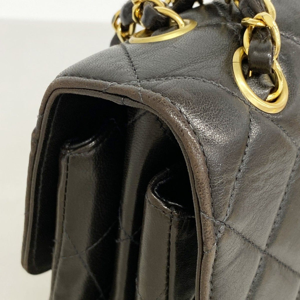 Chanel Shoulder Bag Deca Quilted Face Lambskin Black Gold — view 7