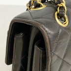 Chanel Shoulder Bag Deca Quilted Face Lambskin Black Gold — view 7