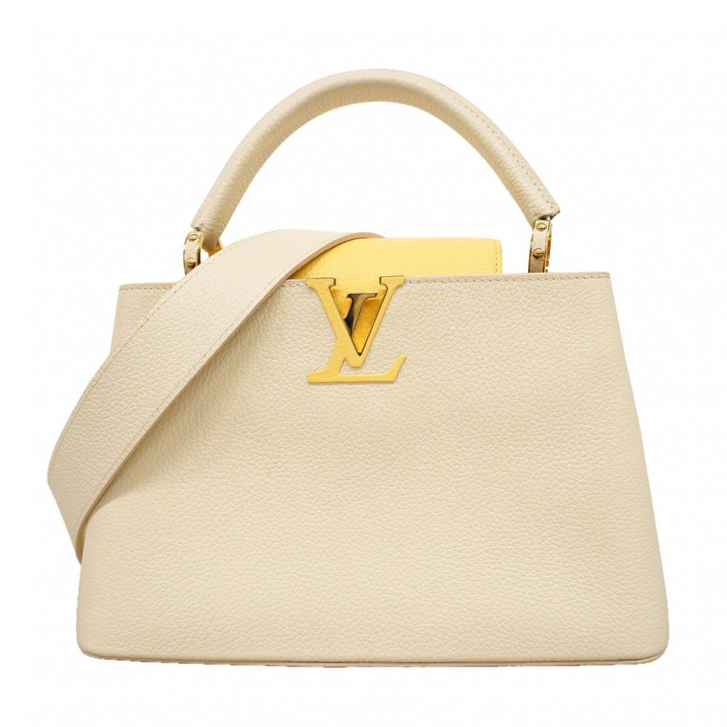 Louis Vuitton Handbag Taurillon Capucines MM Ivory Yellow 2-Way