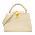 Louis Vuitton Handbag Taurillon Capucines MM Ivory Yellow 2-Way