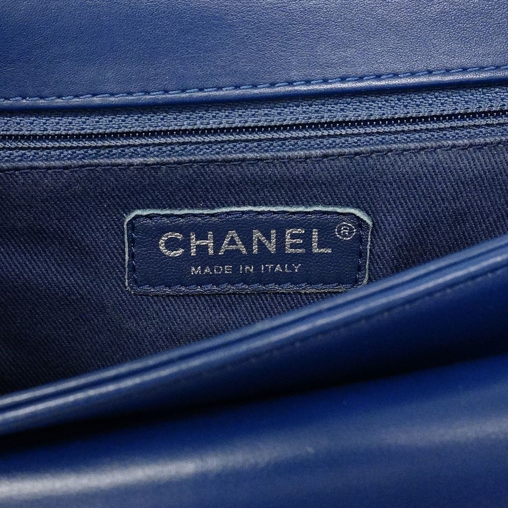 Chanel Shoulder Bag Coco Eyelet Leather Blue Silver — view 5