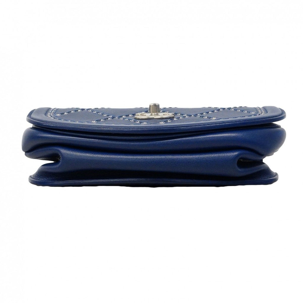 Chanel Shoulder Bag Coco Eyelet Leather Blue Silver — view 3