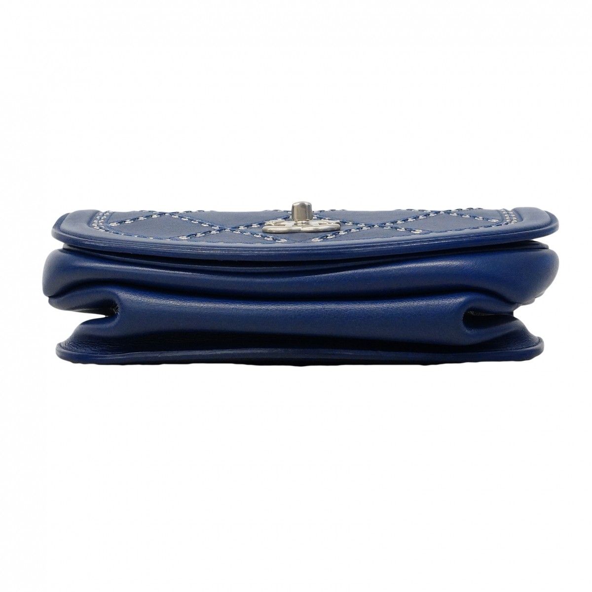 Chanel Shoulder Bag Coco Eyelet Leather Blue Silver — view 3