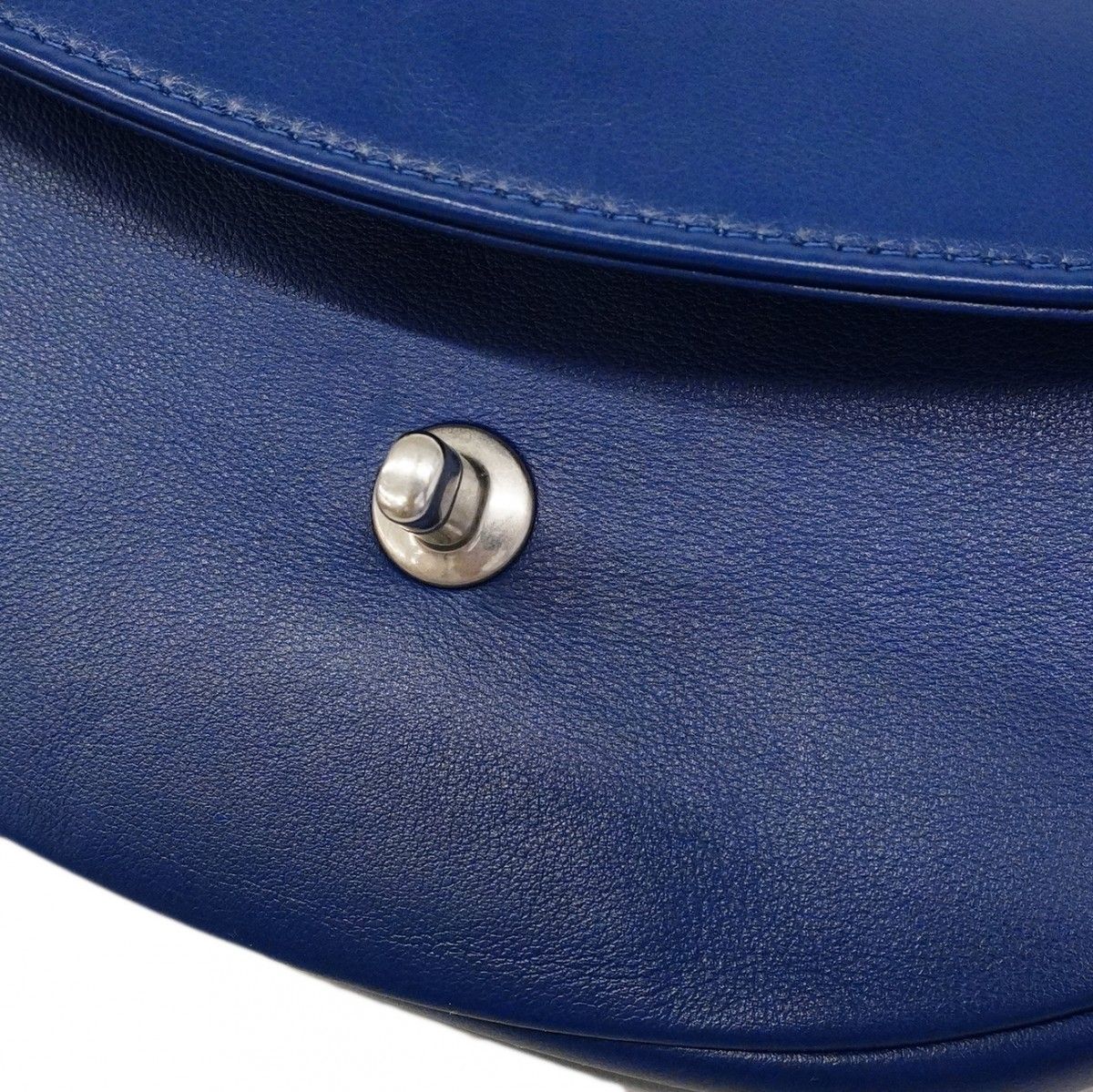 Chanel Shoulder Bag Coco Eyelet Leather Blue Silver — view 9
