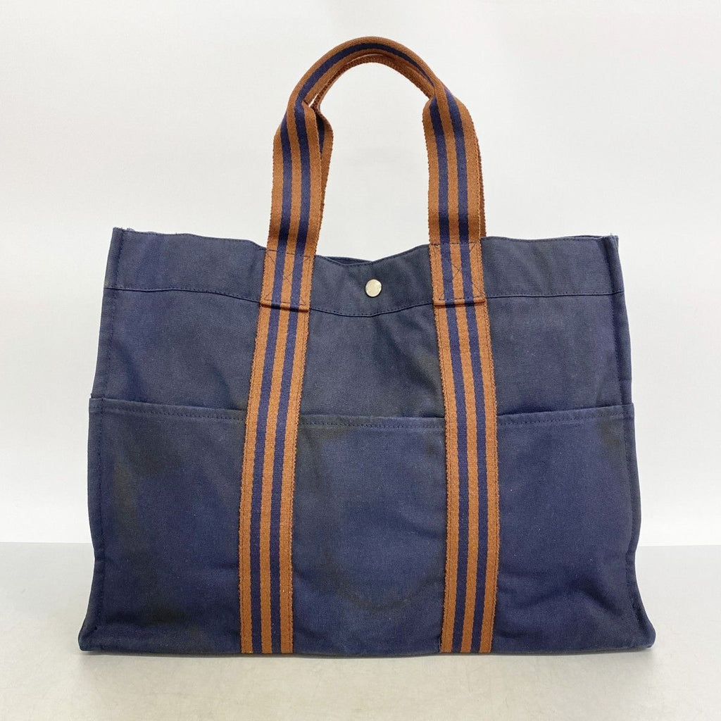 Hermes Tote Fourre Tout GM Canvas Navy Silver — view 9