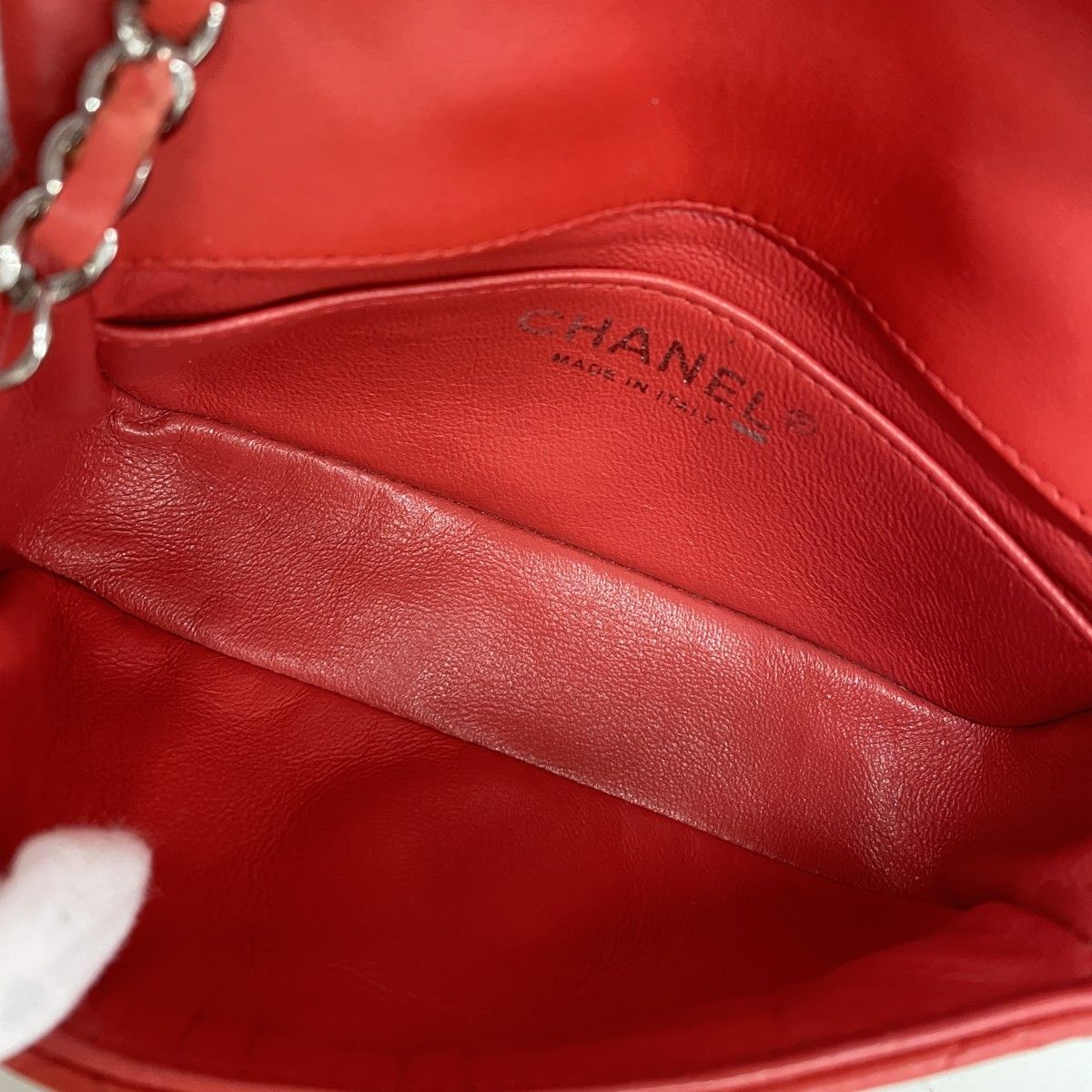Chanel Shoulder Bag Mini Quilted Lambskin Red Silver — view 4
