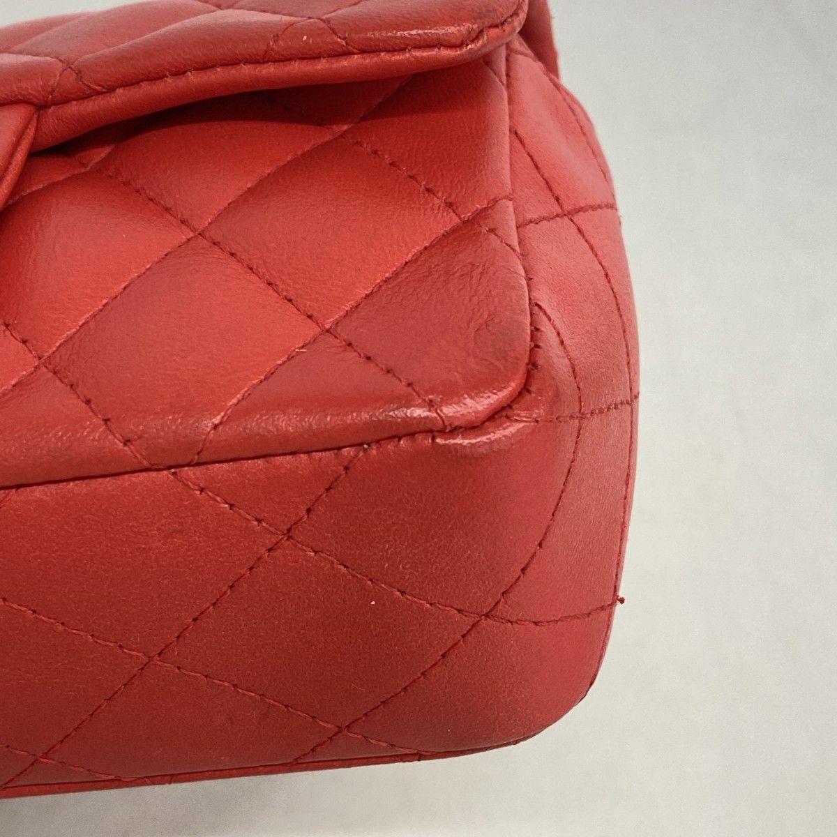 Chanel Shoulder Bag Mini Quilted Lambskin Red Silver — view 6