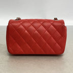 Chanel Shoulder Bag Mini Quilted Lambskin Red Silver — view 9