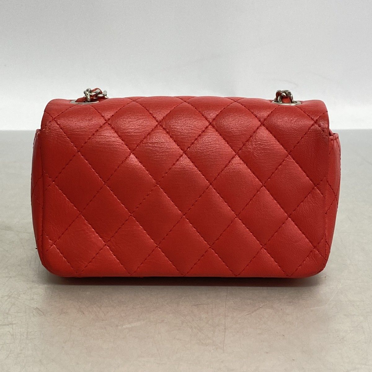 Chanel Shoulder Bag Mini Quilted Lambskin Red Silver — view 9
