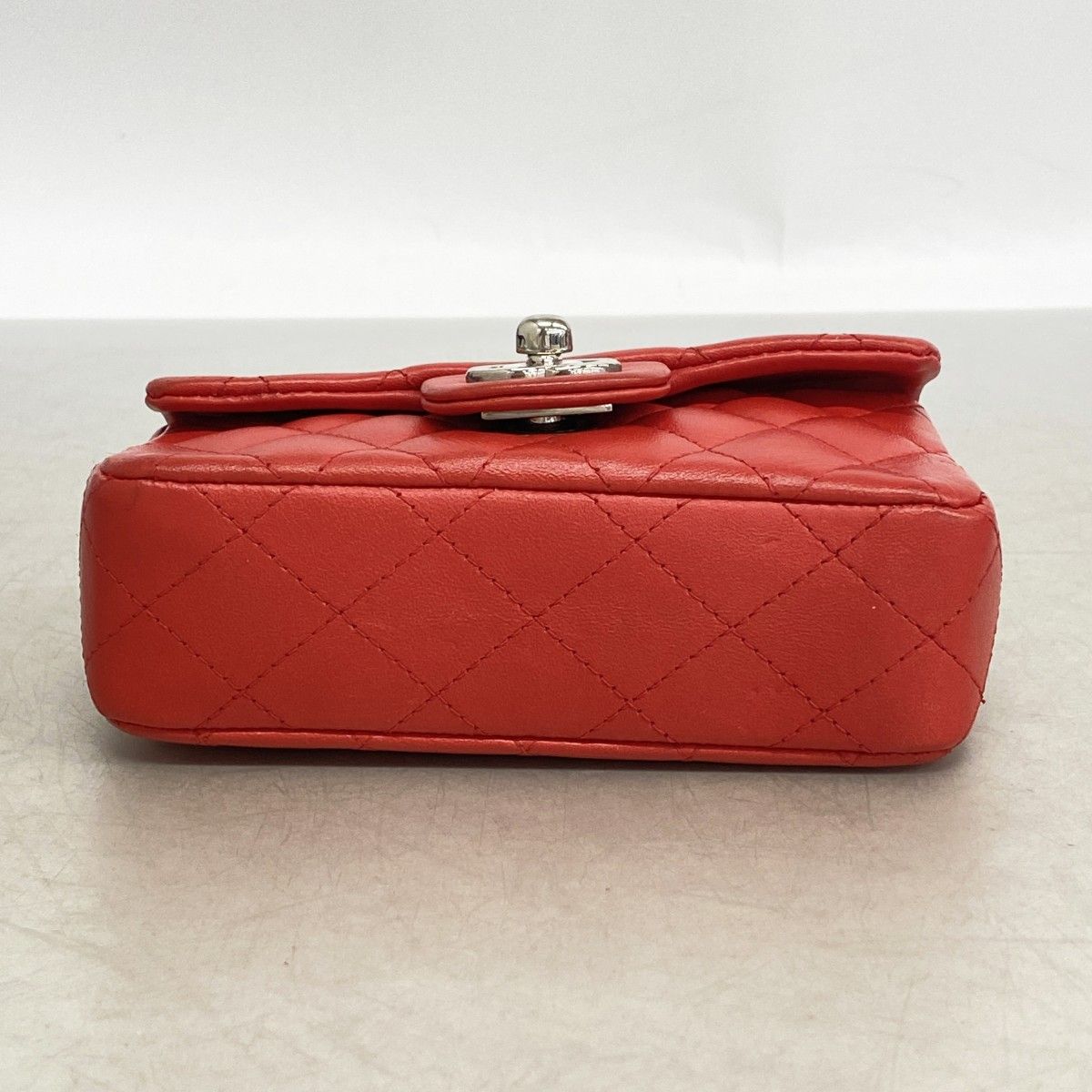 Chanel Shoulder Bag Mini Quilted Lambskin Red Silver — view 3
