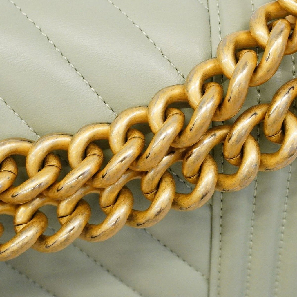 Chanel Shoulder Bag Boy Stitch Lambskin Light Green Gold — view 8
