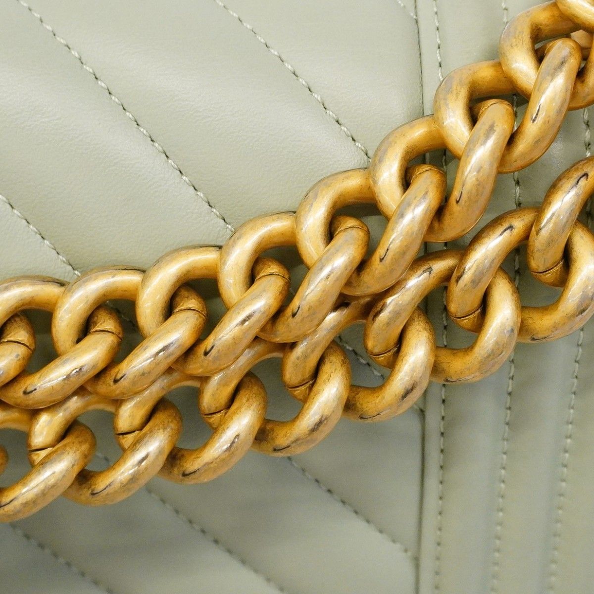 Chanel Shoulder Bag Boy Stitch Lambskin Light Green Gold — view 8