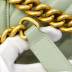 Chanel Shoulder Bag Boy Stitch Lambskin Light Green Gold — view 9