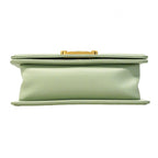 Chanel Shoulder Bag Boy Stitch Lambskin Light Green Gold — view 3