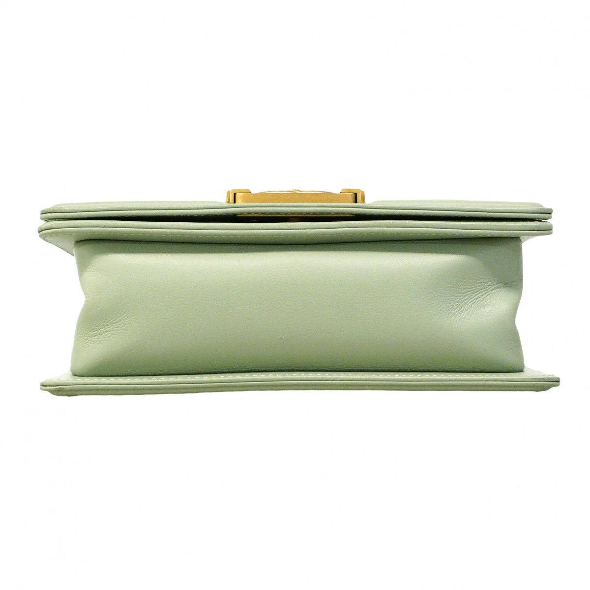 Chanel Shoulder Bag Boy Stitch Lambskin Light Green Gold — view 3