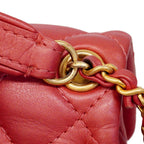 Chanel Handbag Quilted Leather Red Champagne Gold 2-Way — view 8
