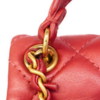 Chanel Handbag Quilted Leather Red Champagne Gold 2-Way — view 7