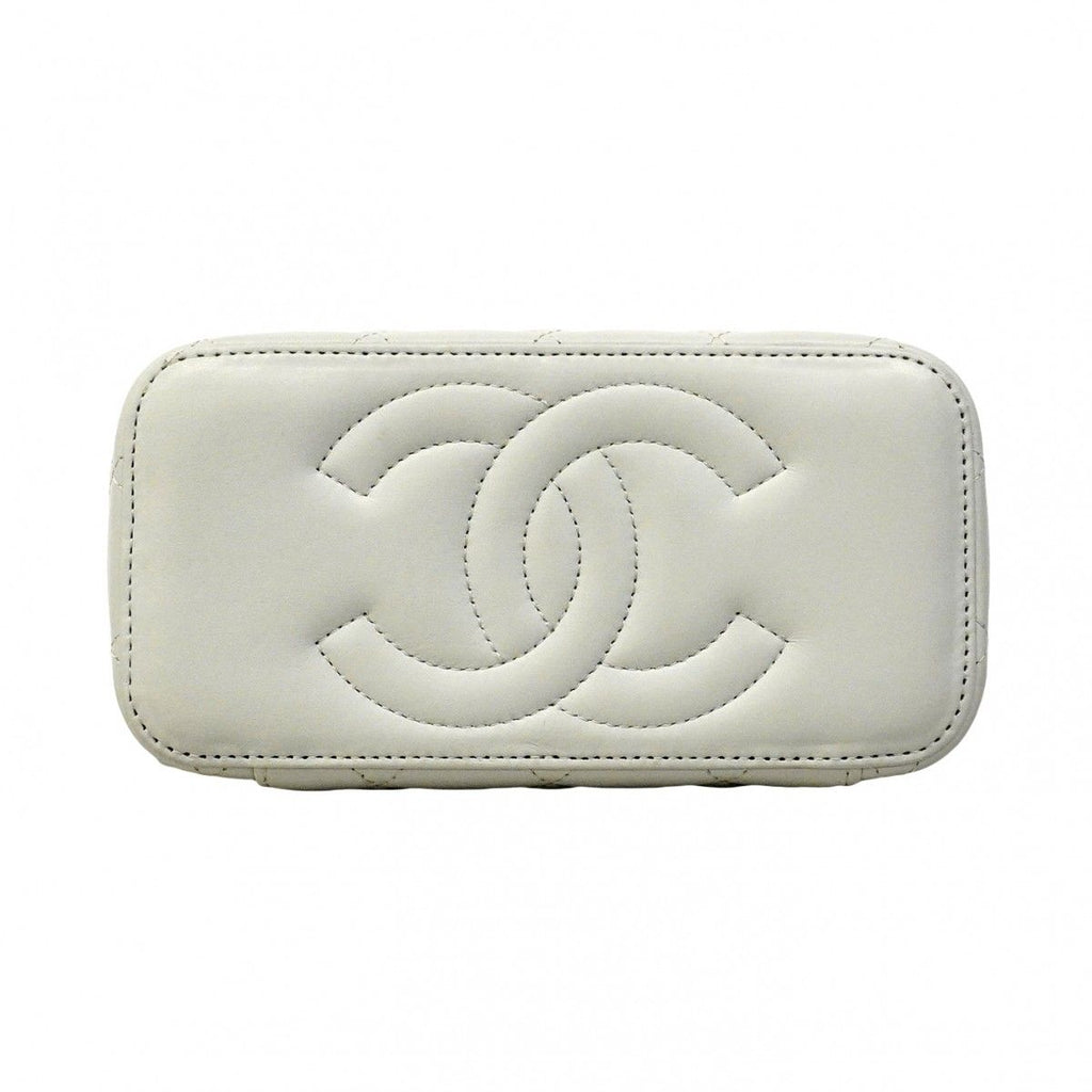 Chanel Vanity Bag Quilted Lambskin Light Gray Champagne Gold 2-Way — view 3