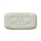 Chanel Vanity Bag Quilted Lambskin Light Gray Champagne Gold 2-Way — view 3