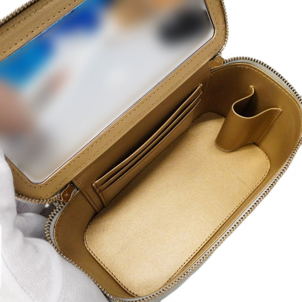 Chanel Vanity Bag Quilted Lambskin Light Gray Champagne Gold 2-Way — view 4