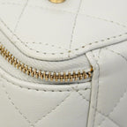 Chanel Vanity Bag Quilted Lambskin Light Gray Champagne Gold 2-Way — view 8