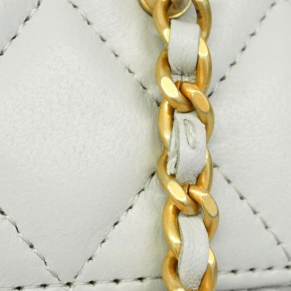 Chanel Vanity Bag Quilted Lambskin Light Gray Champagne Gold 2-Way — view 7