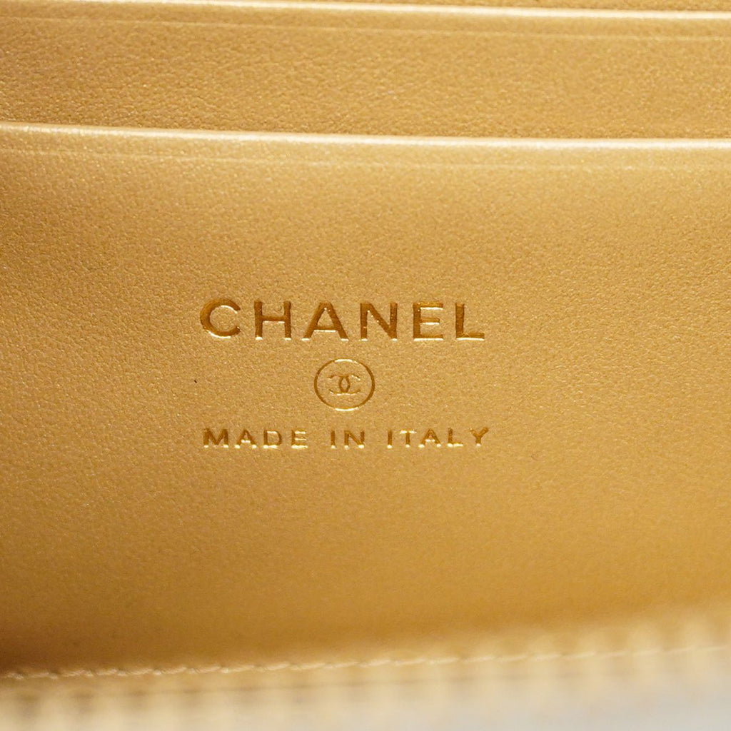 Chanel Vanity Bag Quilted Lambskin Light Gray Champagne Gold 2-Way — view 5