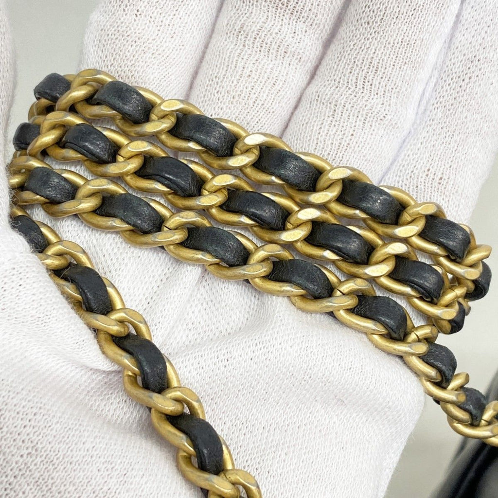 Chanel Pochette Stitch Lambskin Black Gold Handbag — view 7