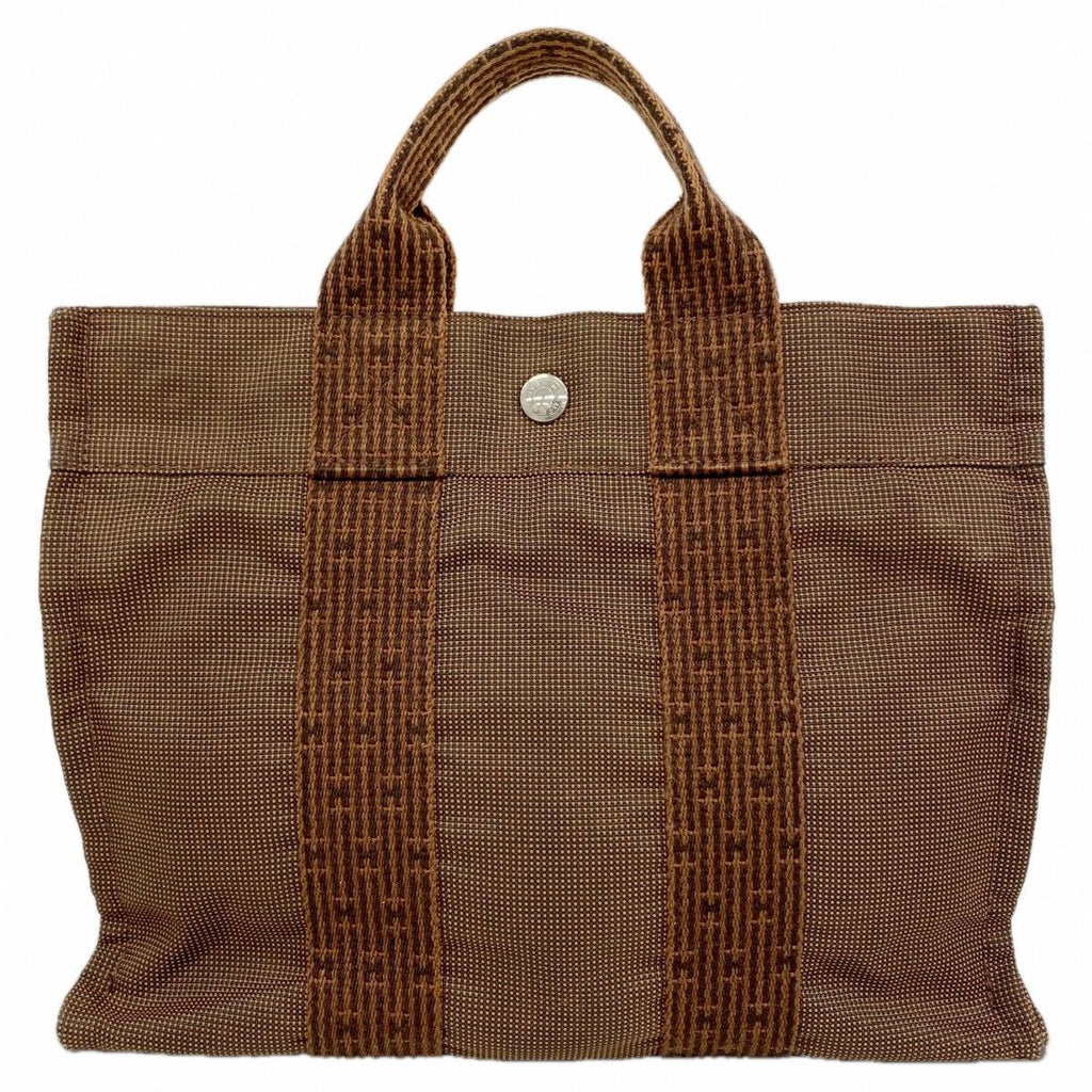 Hermes Tote Her Line PM Canvas Brown Silver