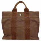Hermes Tote Her Line PM Canvas Brown Silver