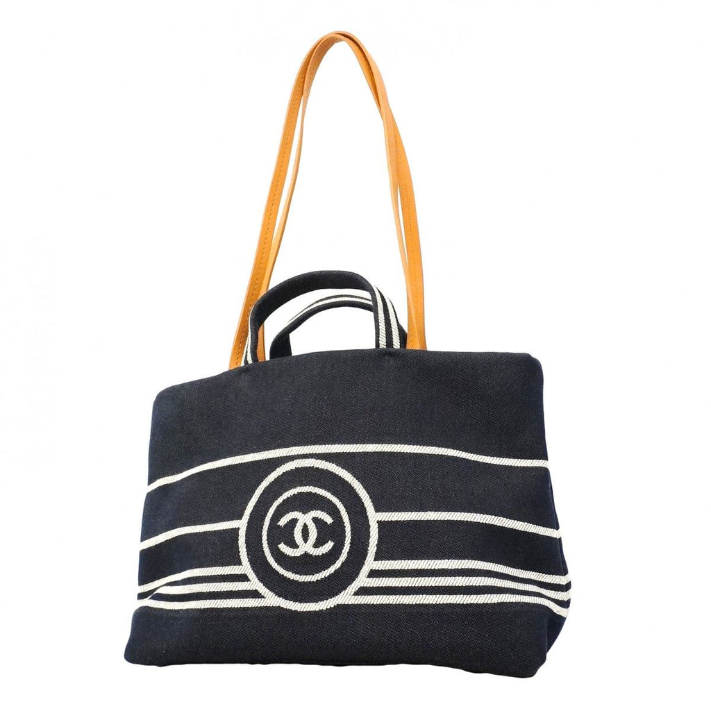 Chanel Tote Denim Navy Silver 2-Way