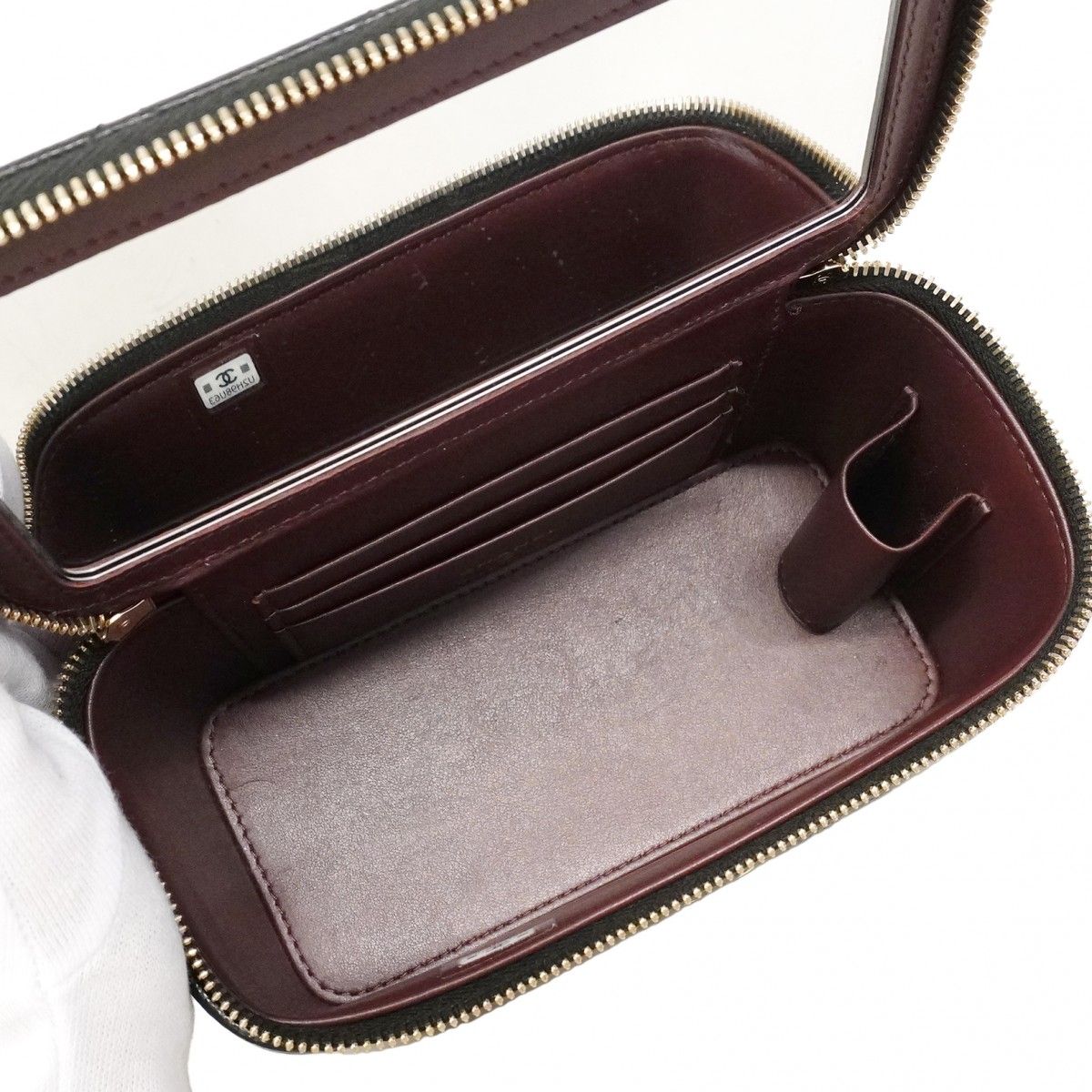 Chanel Vanity Bag Quilted Caviar Leather Black Champagne Gold — view 4