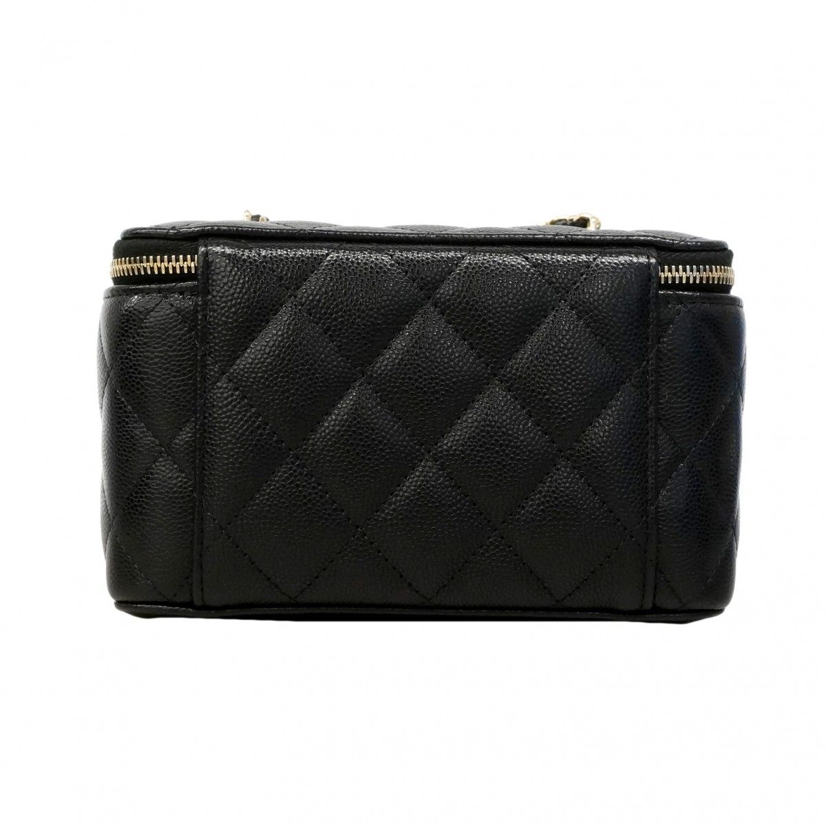 Chanel Vanity Bag Quilted Caviar Leather Black Champagne Gold — view 7