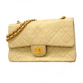 Chanel Shoulder Bag Quilted Lambskin Ivory Gold