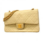Chanel Shoulder Bag Quilted Lambskin Ivory Gold