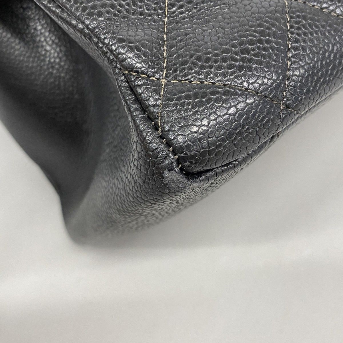 Chanel Chain Tote Quilted Caviar Leather Black Gold — view 6