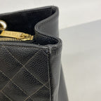 Chanel Chain Tote Quilted Caviar Leather Black Gold — view 7