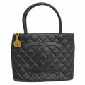 Chanel Tote Reissue Caviar Leather Black Gold