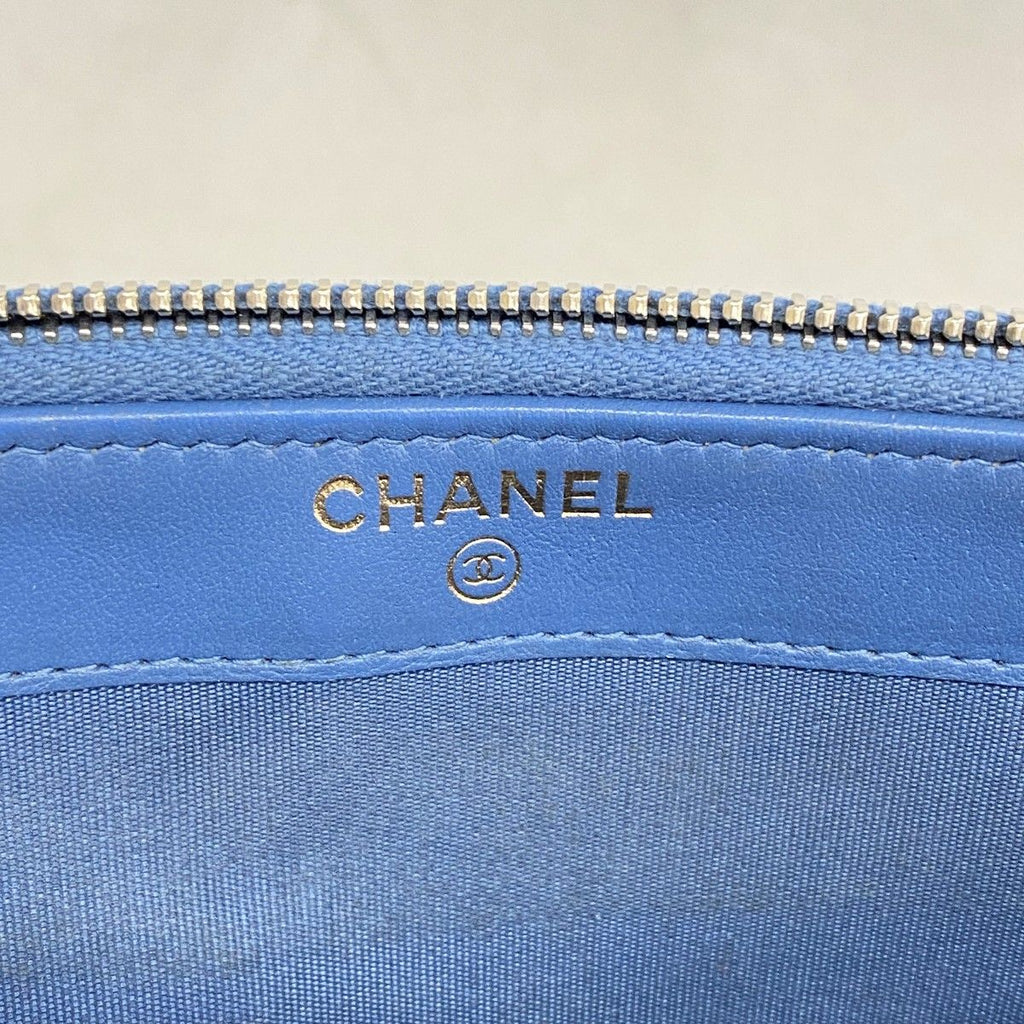 Chanel Pochette CC Filigree Caviar Leather Blue Champagne Gold Handbag — view 5