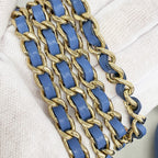Chanel Pochette CC Filigree Caviar Leather Blue Champagne Gold Handbag — view 8