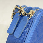 Chanel Pochette CC Filigree Caviar Leather Blue Champagne Gold Handbag — view 7
