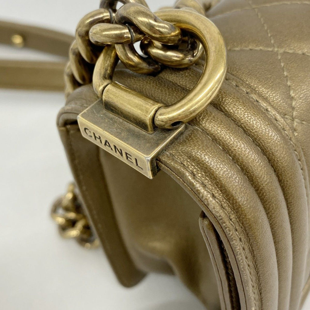 Chanel Shoulder Bag Boy Lambskin Brown Gold — view 7