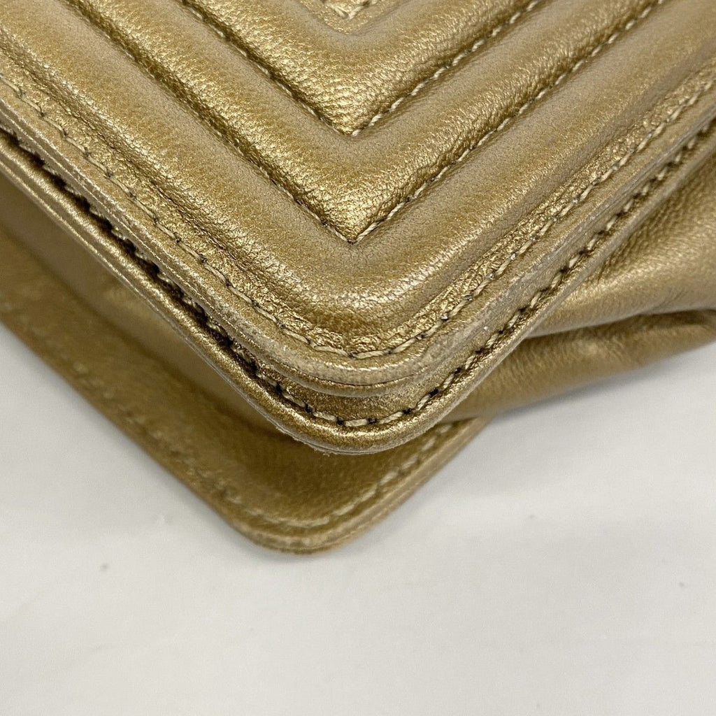 Chanel Shoulder Bag Boy Lambskin Brown Gold — view 6
