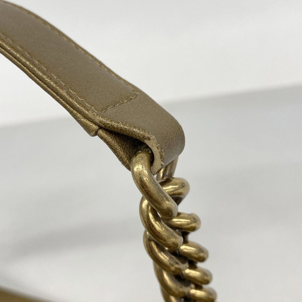 Chanel Shoulder Bag Boy Lambskin Brown Gold — view 9