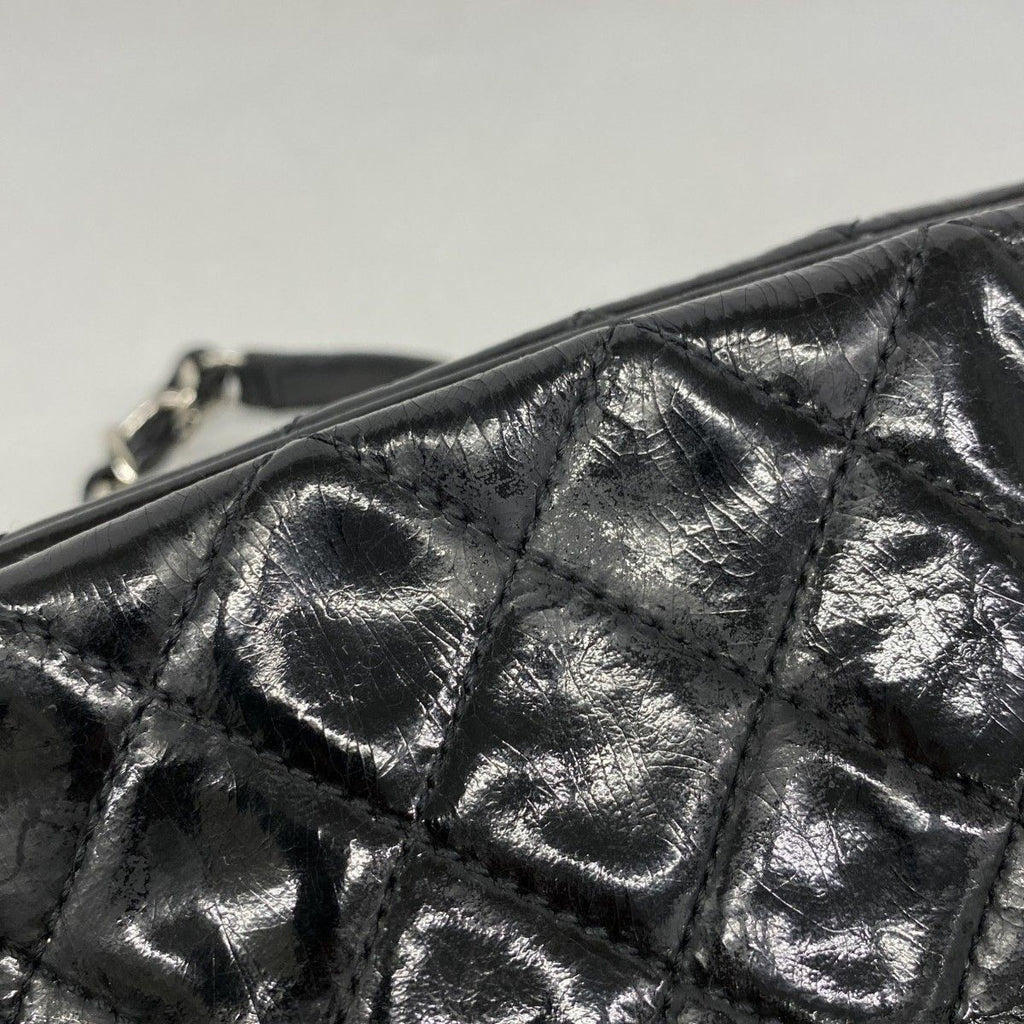 Chanel Shoulder Bag Mademoiselle Patent Leather Black Silver — view 7