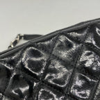 Chanel Shoulder Bag Mademoiselle Patent Leather Black Silver — view 7