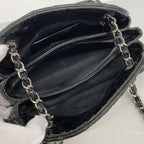 Chanel Shoulder Bag Mademoiselle Patent Leather Black Silver — view 4