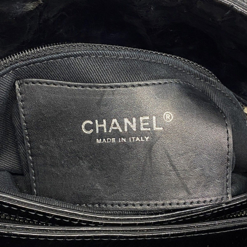 Chanel Shoulder Bag Mademoiselle Patent Leather Black Silver — view 5